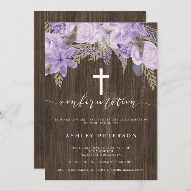 Florrosa Lava, Bestätigung von Aquarellholz Einladung (Vorne/Hinten)