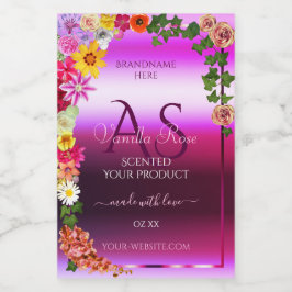 Florrosa Lila Produktetiketten Moderne Monogramme Lebensmitteletikett