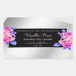 Florrosa Lila Silberverpackungsmarken Rechteckiger Aufkleber