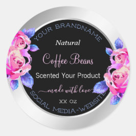 Florrosa Lila Silberverpackungsmarken Runder Aufkleber