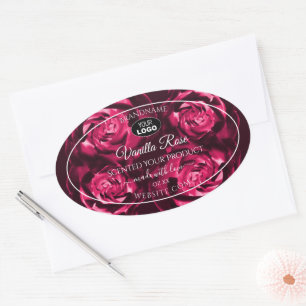 Florrosa Produktkennzeichnungen Rose Blume mit Log Ovaler Aufkleber