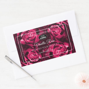 Florrosa Produktkennzeichnungen Rose Blume mit Log Rechteckiger Aufkleber