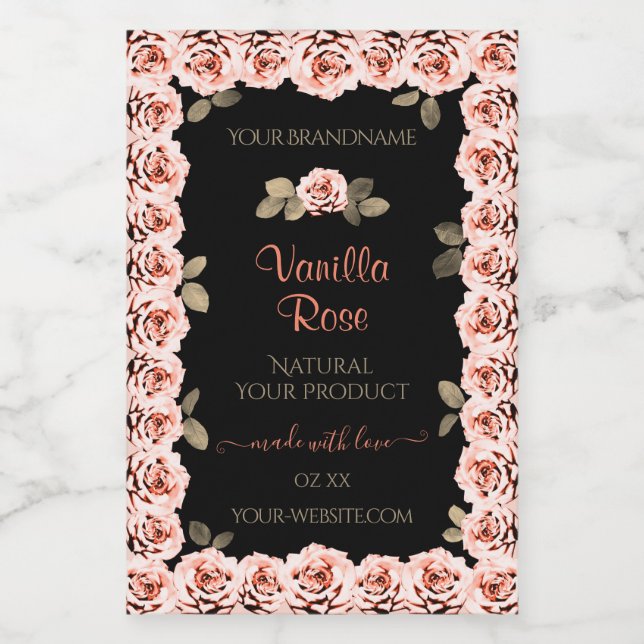 Florrosa Rosen Schwarze Produktverpackungsmarken Lebensmitteletikett (Einzelnes Label)