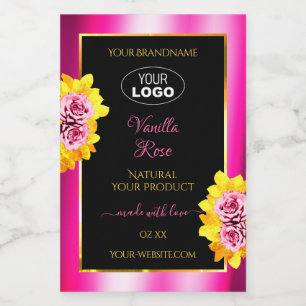 Florrosa, schwarze Produktmarken Gold-Rahmen-Logo Lebensmitteletikett