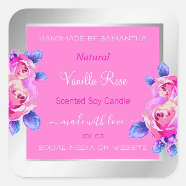 Florrosa und Silbertabletten Quadratischer Aufkleber (Vorderseite)