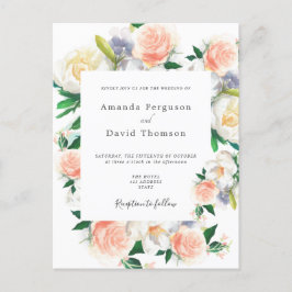 Florweiße Korallen Moderne Hochzeit Einladung Postkarte