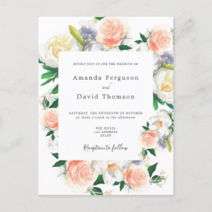 Florweiße Korallen Moderne Hochzeit Einladung Postkarte