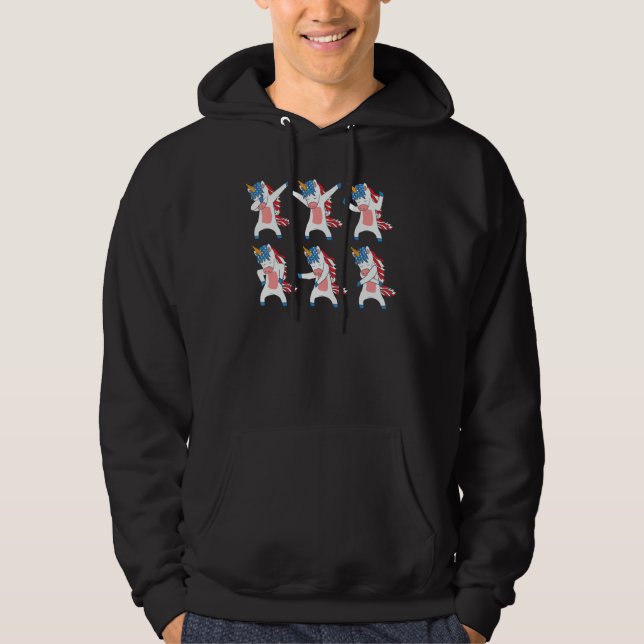 Floss Dance 4th of July Unicorn Girls Women US Fla Hoodie (Vorderseite)