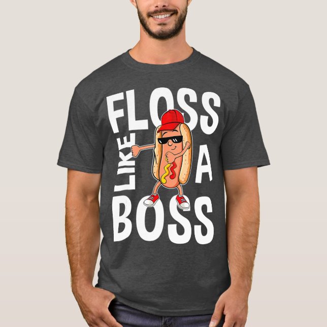 Floss wie ein Boss Hotdog Floss Dance Tshirt (Vorderseite)