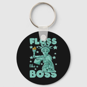 Floss wie eine Boss-Statue der Freiheit 4. Juli vo Schlüsselanhänger