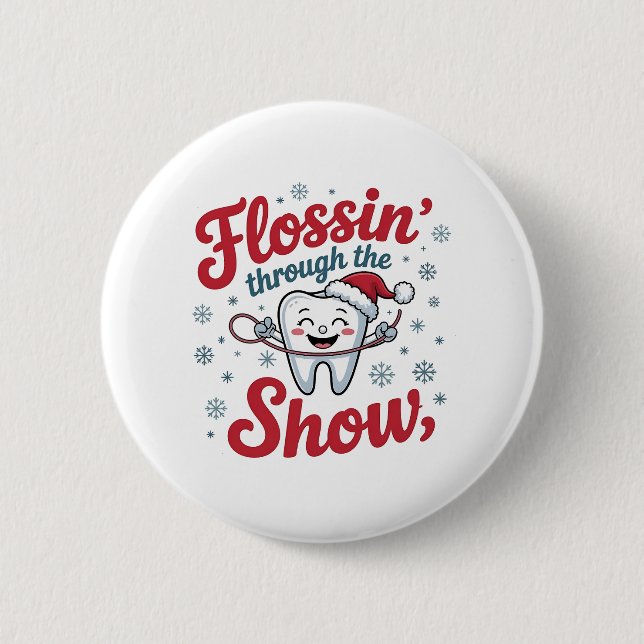 Flossen Thru der Schnee Funny Weihnachten Button (Vorderseite)