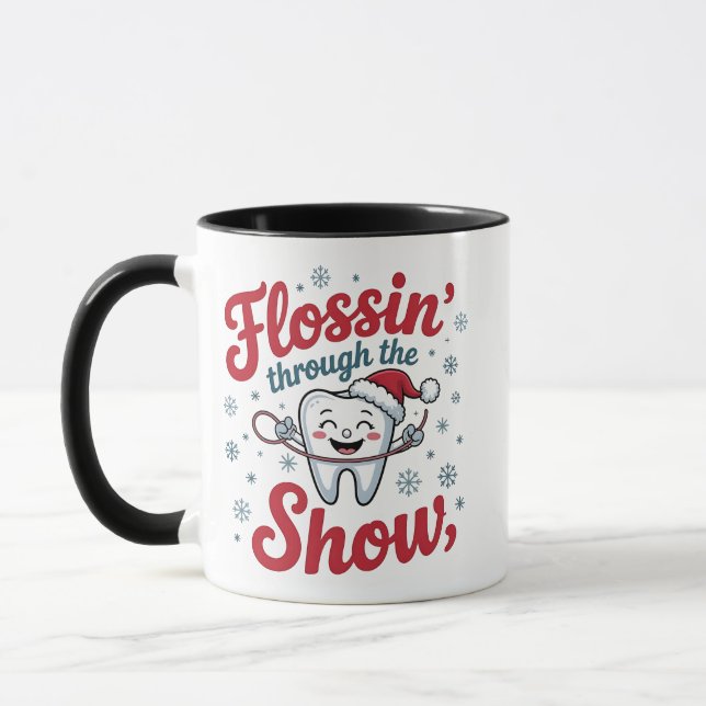 Flossen Thru der Schnee Funny Weihnachten Tasse (Links)