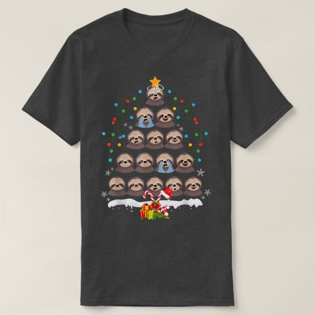 Flossen Weihnachtsbaum Lichter Niedliche Weihnacht T-Shirt (Design vorne)