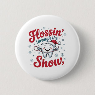 Flossing durch den Schnee Lustiges Xmas Weihnachte Button