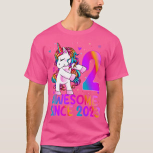 Flossing Einhorn 2 Jahre alt 2. Geburtstag Mädchen T-Shirt