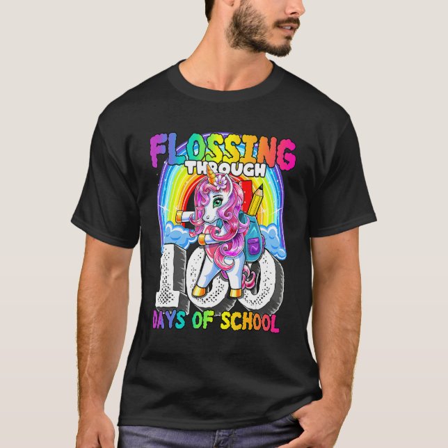 Flossing Through 100 Days Of School Flossing Unico T-Shirt (Vorderseite)