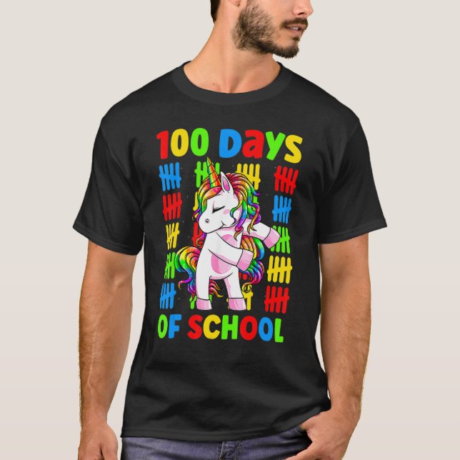Flossing Unicorn 100 Day Of School 100 Days Smarte T-Shirt (Vorderseite)