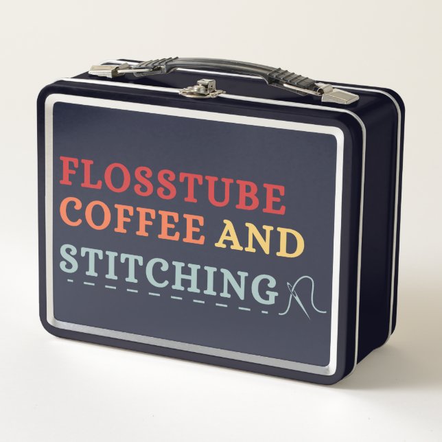 Flosstube Coffee And Stitching - Cross Stitcher  Metall Brotdose (Vorderseite)