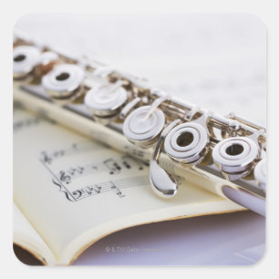 Flöte 2 quadratischer aufkleber