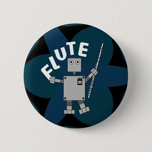 Flöte, Roboter, Musiker, Spieler, Musik, Musikinst Button (Vorderseite)