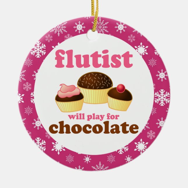 Flöten-Musik-Weihnachtszitat-Verzierungs-Geschenk Keramik Ornament (Vorne)