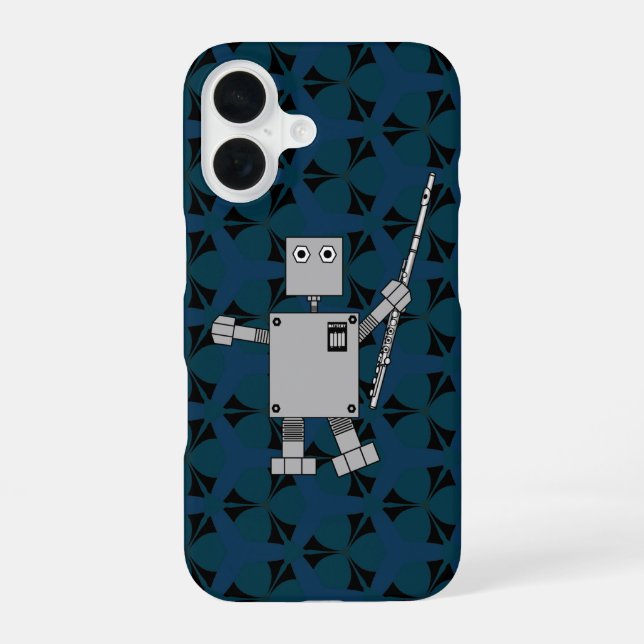 Flöten-Roboter iPhone 16 Hülle (Rückseite)
