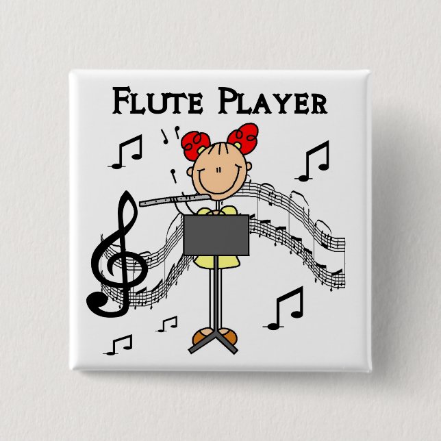 Flöten-Spieler-T - Shirts und Geschenke Button (Vorderseite)