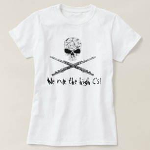 Flöten-Totenkopf mit gekreuzter Knochen T-Shirt