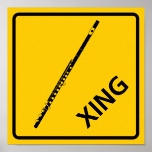 Flöten-Überfahrt-Landstraßen-Zeichen Poster