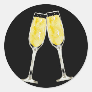 Flötenaufkleber für das Toasteln von Champagner Runder Aufkleber