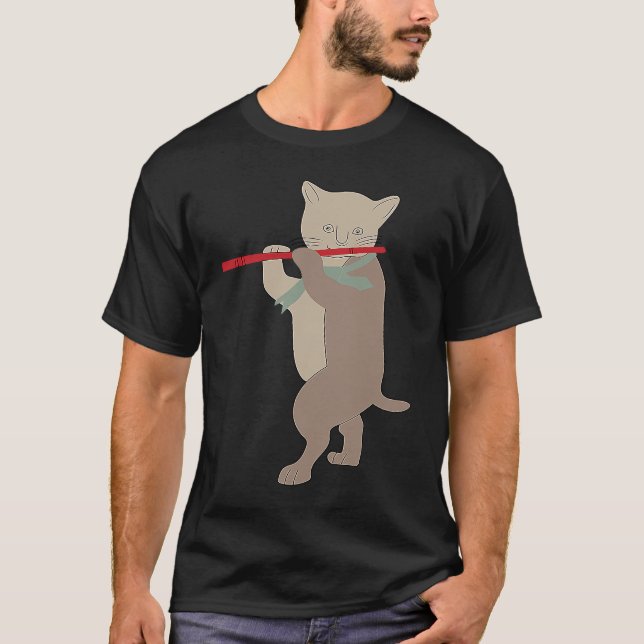 Flötenkatze Flöte 2 T-Shirt (Vorderseite)