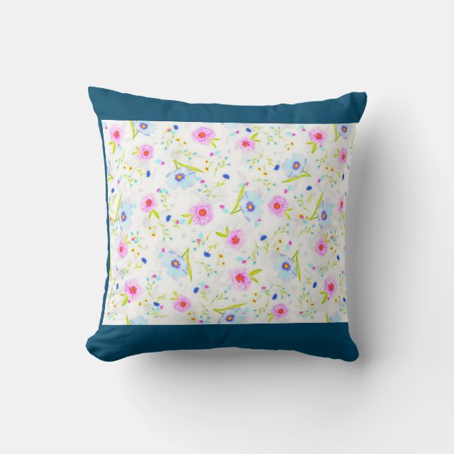 FLOTTES Kissen in Blau. (Vorderseite)