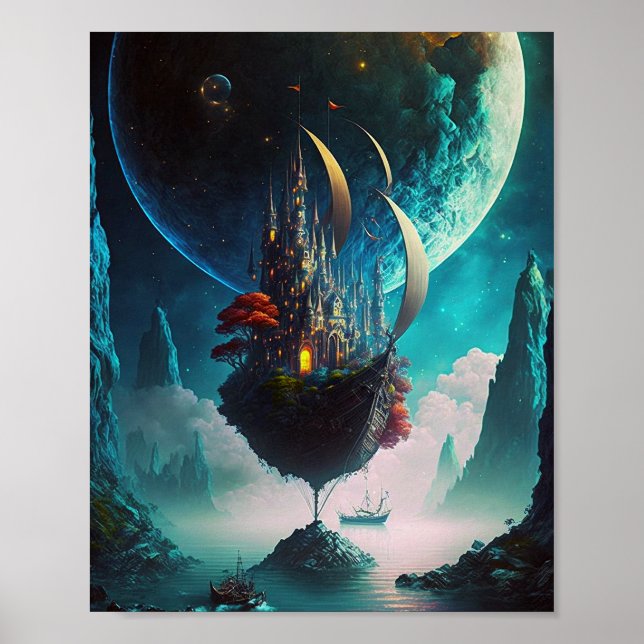 Flottschloss Schifffahrtsmuseum Fantasy Art Poster (Vorne)