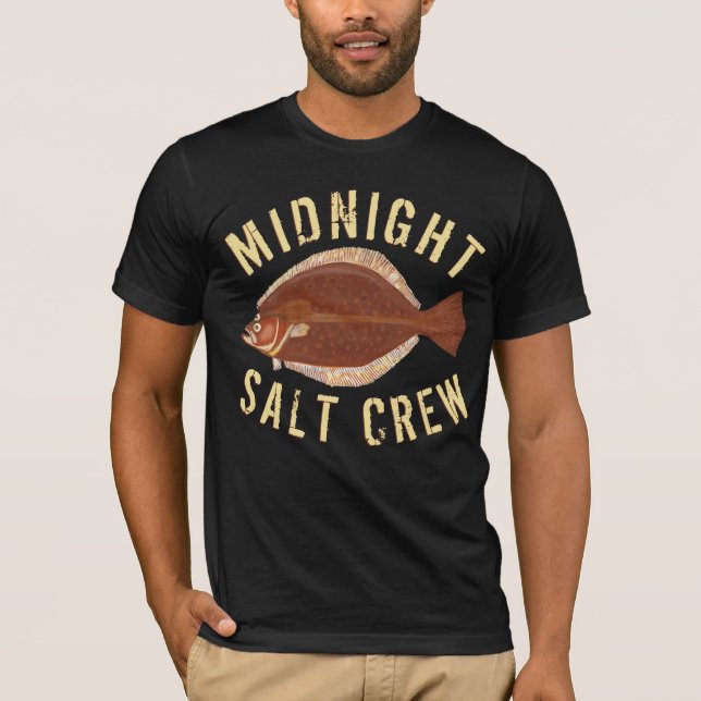 Flounder Gigging Midnight Salt Crew Fischen T-Shirt (Vorderseite)