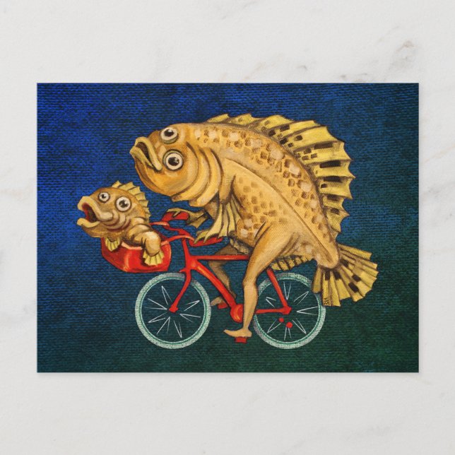 Flounder Reiten Fahrradzeichnen Postkarte (Vorderseite)