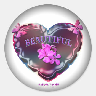 Flourescent Heart Round Stickers
