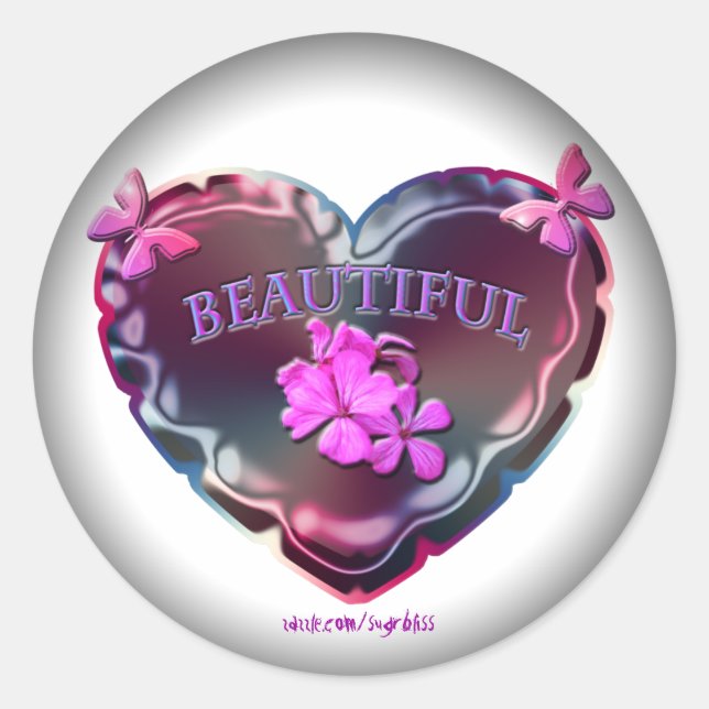 Flourescent Heart Round Stickers (Vorderseite)
