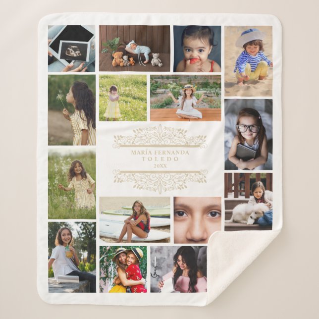 Flourish Collage 16 Photos Timeline Life XV Años Sherpadecke (Vorderseite)