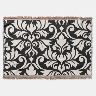 Flourish Damask Art I Creme auf Schwarz Decke