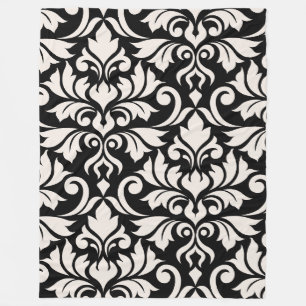 Flourish Damask Art I Creme auf Schwarz Fleecedecke