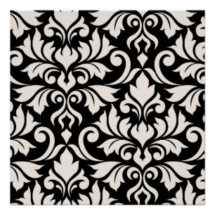 Flourish Damask Art I Creme auf Schwarz Poster