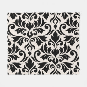 Flourish Damask Art I Schwarz auf Creme Fleecedecke