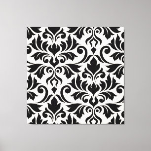 Flourish Damask Art I Schwarz auf Creme Leinwanddruck