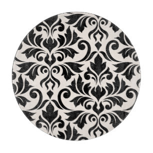 Flourish Damask Art I Schwarz auf Creme Schneidebrett