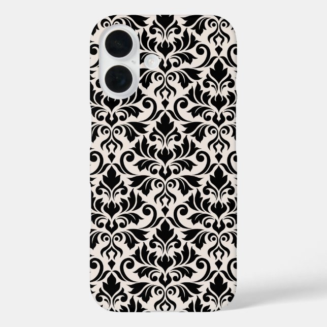 Flourish Damask Big Pattern Black on Cream Case-Mate iPhone Hülle (Rückseite)