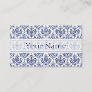 Flourish Damask Muster - blau Visitenkarte