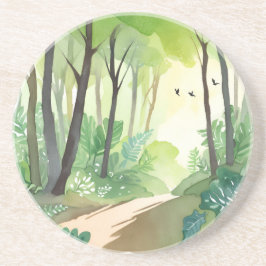 Flourishing Green Forest | Nature Watercolor Getränkeuntersetzer