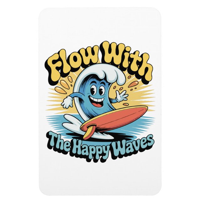 Flow mit den glücklichen Wellen Kühlschrank  Magnet (Vertikal)