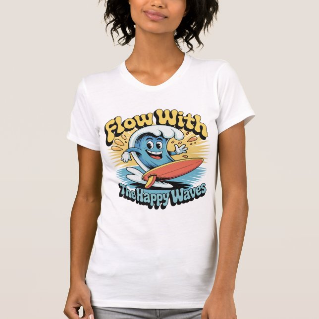 Flow With The Happy Waves Retro Surf Vibes Women's T-Shirt (Vorderseite)