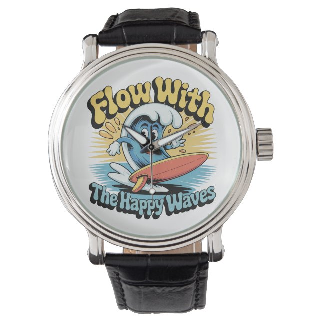 Flow With The Happy Waves Watch Face Armbanduhr (Vorderseite)